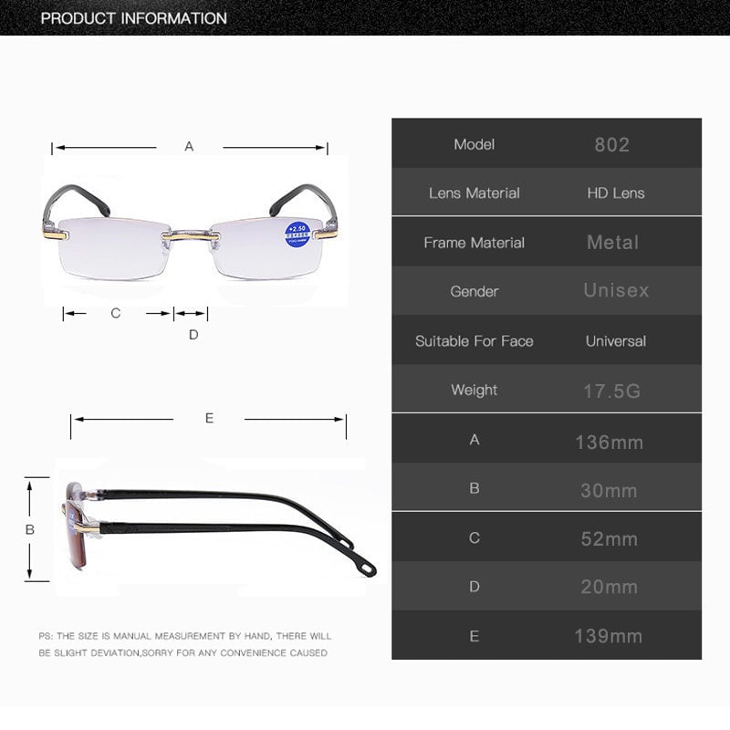 Sapphire-Hard, Anti-Blue Light Reading Glasses
